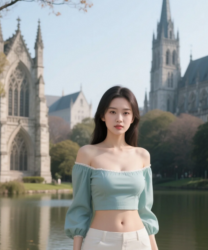 水边的午后，阳光和哥特古堡一样耀眼