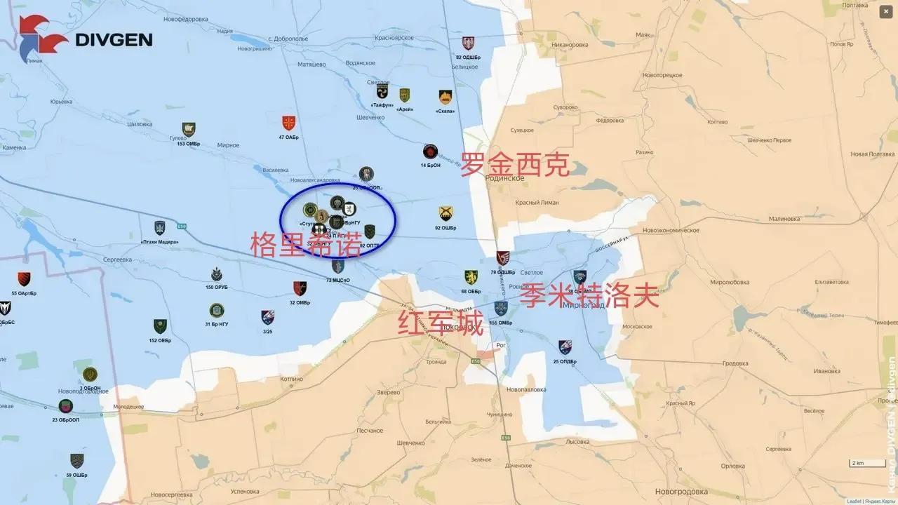 由于波克罗夫斯克(红军城)的局势对乌军急剧恶化,于是乌军正试图在红军城东北的格里
