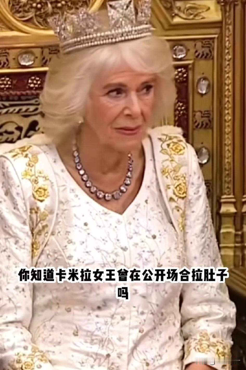 卡米拉加冕当天拉肚子，弄脏礼服，小王子臭的捂住鼻子，事后礼服戴着污滞展出…她就