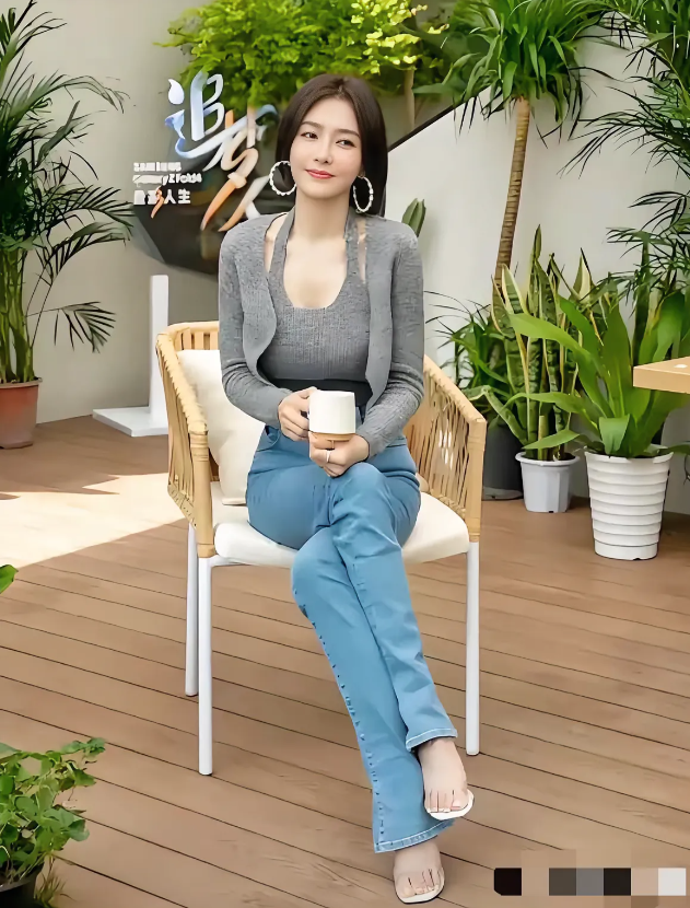 秦岚，165cm，脚上是穿鞋了还是没穿，研究了半天愣是没看明白！