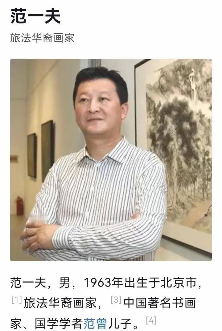 范曾的大儿子范一夫，才是人间清醒。虽然没有血缘关系，却得到了范曾的真传。对继