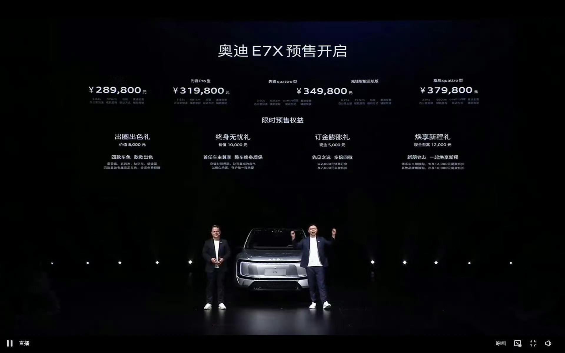 奥迪E7X预售价28.98万起，说几个让我觉得“这台可能真要爆”的点👇1️⃣