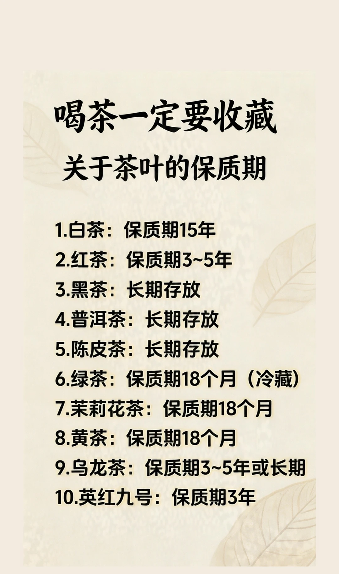 茶叶保质期指南｜喝茶人一定要收藏