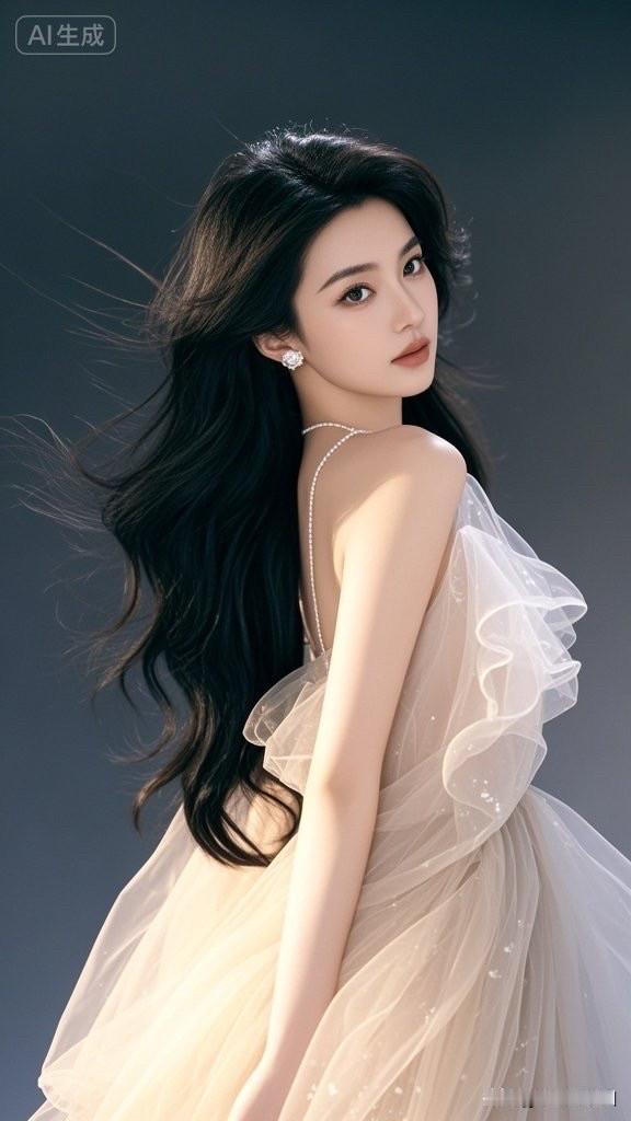 长发飘飘，女神气质满满。