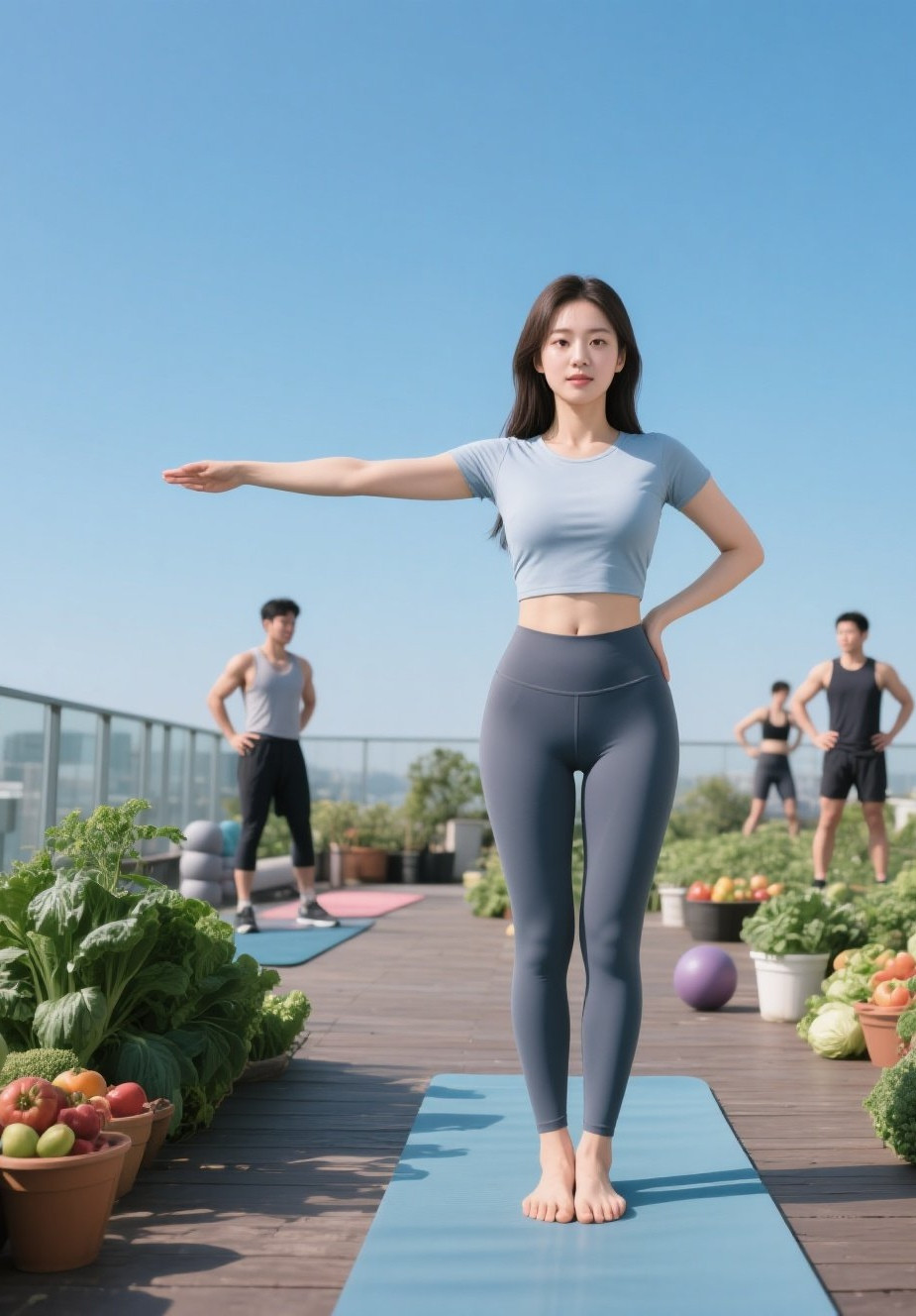 瑜伽美人身姿俏，紧身勾勒曲线妙