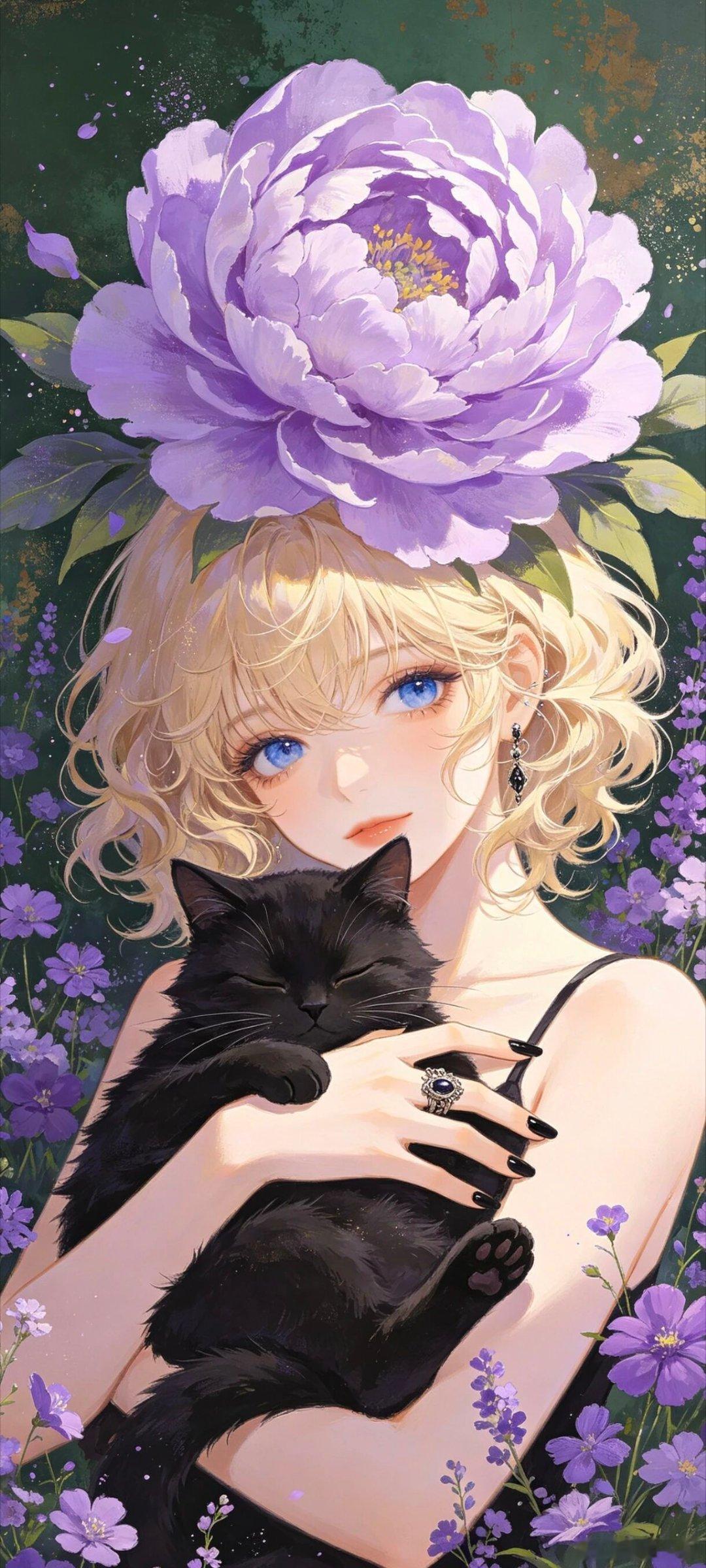 星空之"夏"～女孩与萌宠治愈插画壁纸
