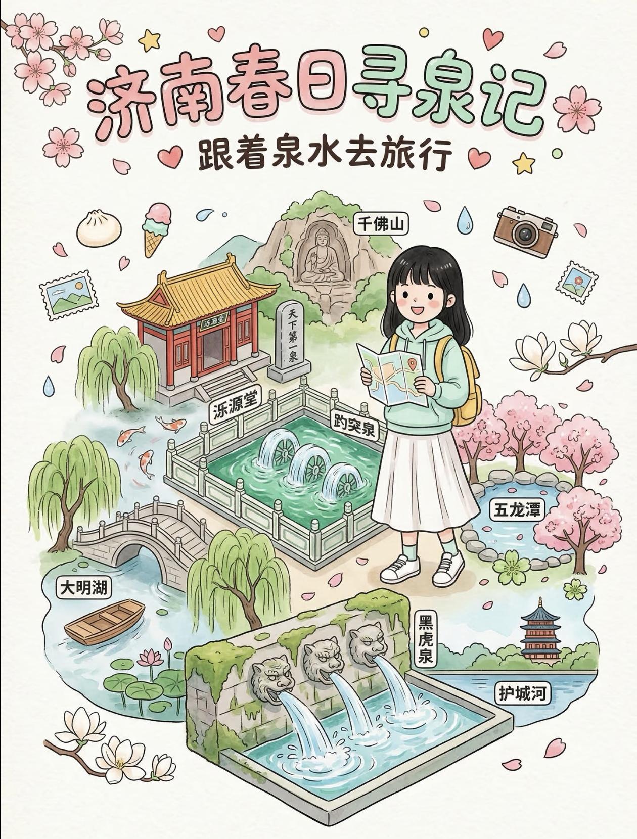跟着泉水去旅行，打卡千佛山、趵突泉、大明湖，感受泉城魅力！