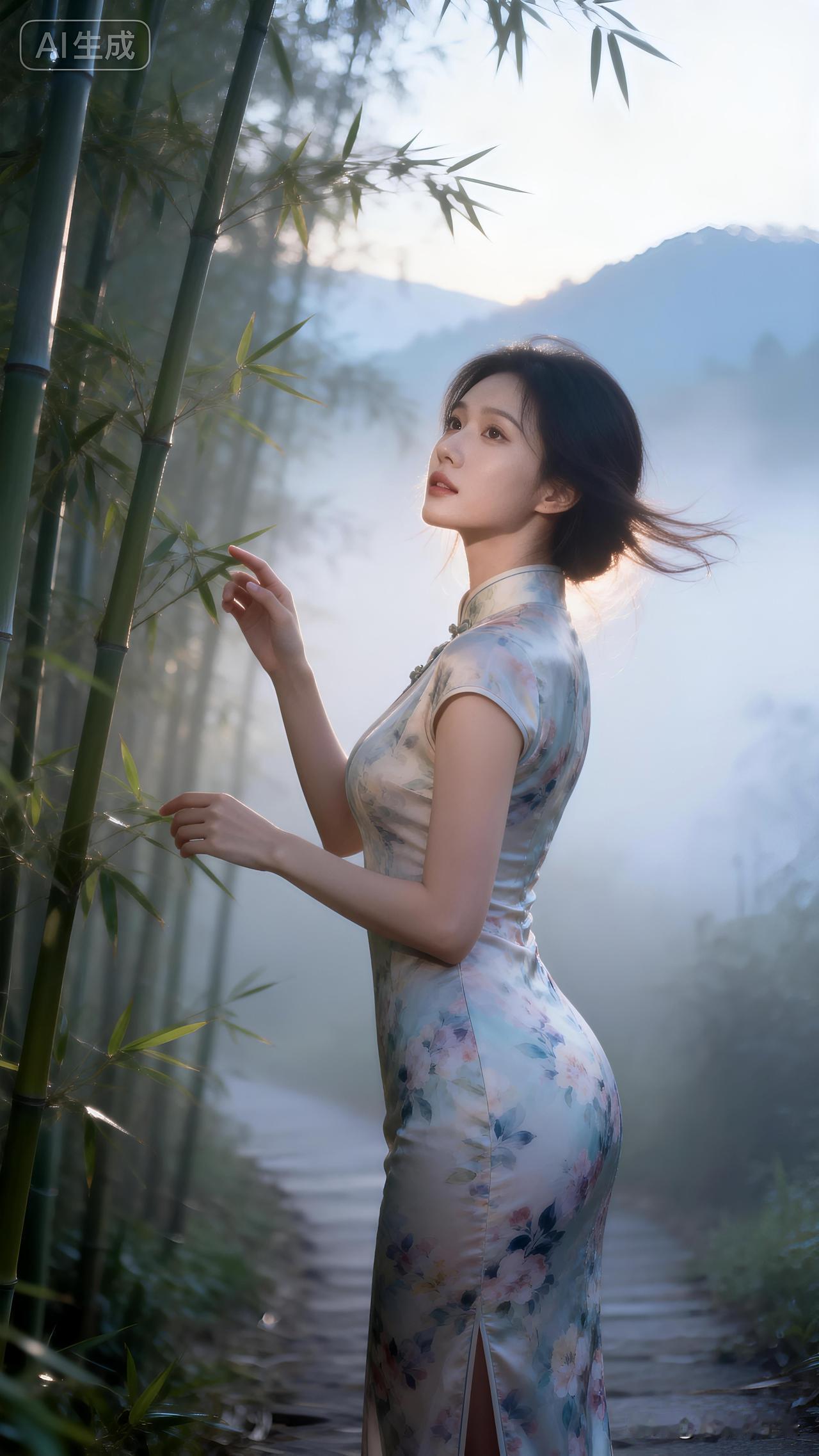 晨光漫过竹林，她与风轻轻驻足，定格一段温柔时光。你看到过最美的壁纸吗让我看看