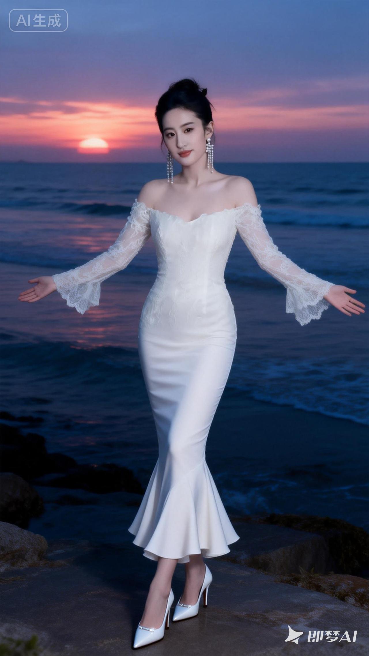 海边日落下的梦幻婚纱，优雅动人！🌅💍✨