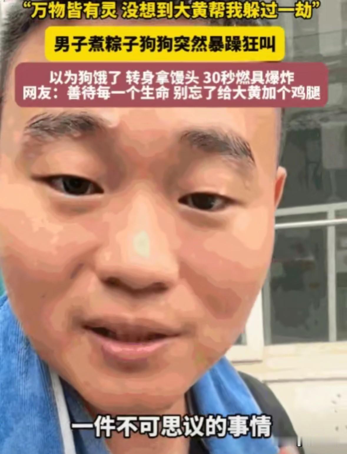 万物皆有灵！山东，一男子正守在灶前煮粽子，家中的大黄狗却突然毫无征兆地狂吠不止，
