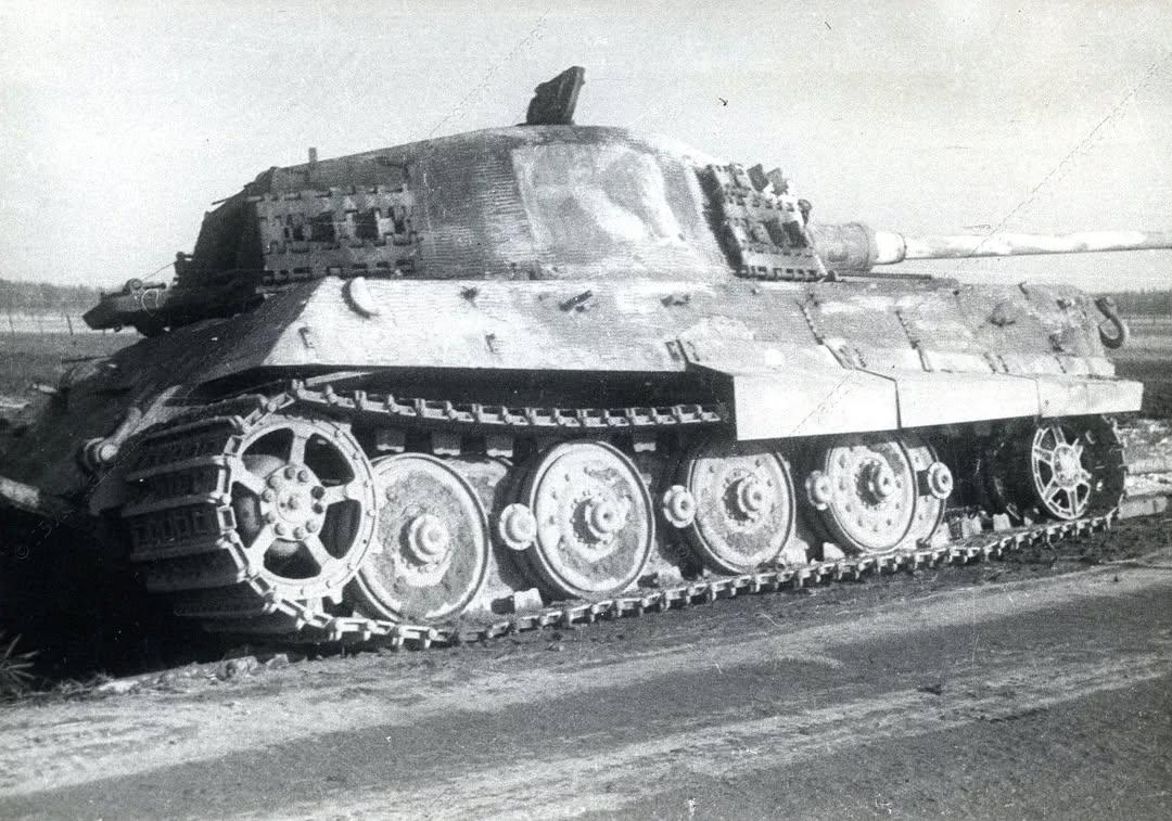 这两张老照片里，是1945年1月底在东普鲁士博尔克斯多夫被击毁的虎王（虎II）重