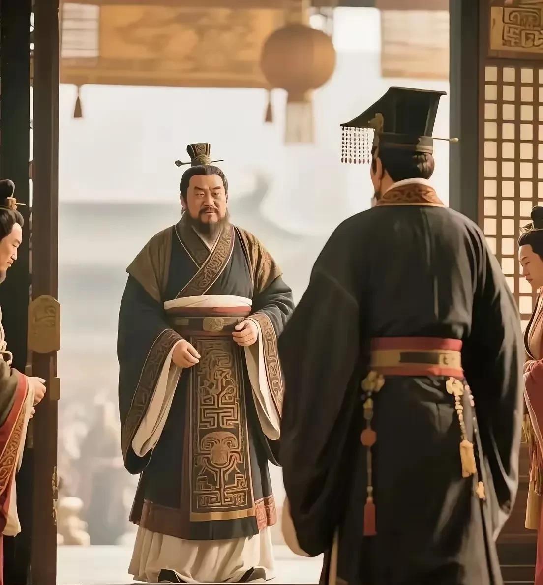 周勃有拥立之功，被封为右丞相，每次退朝，汉文帝总是恭敬地目送周勃离开。有一天，周