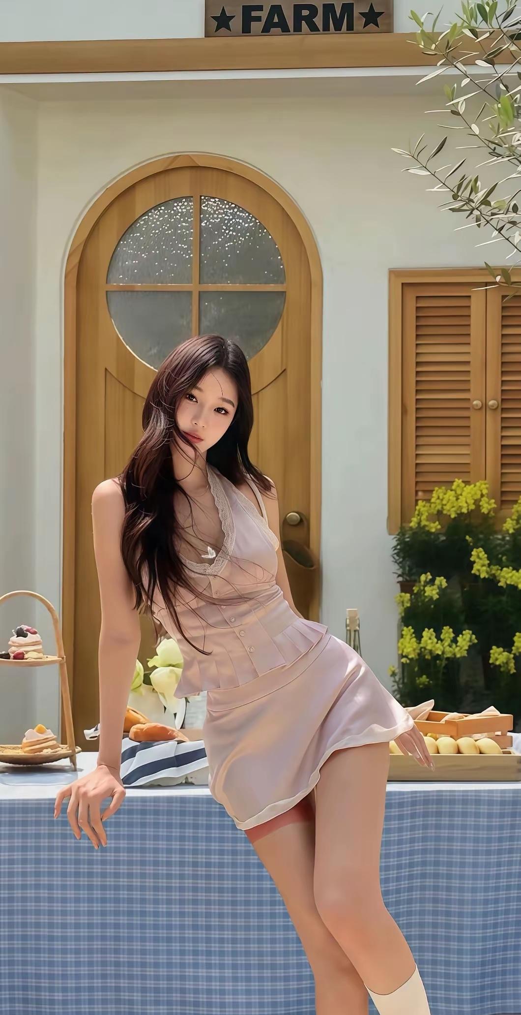 田园风少女，甜美穿搭，FARM咖啡馆，享受美好时光。