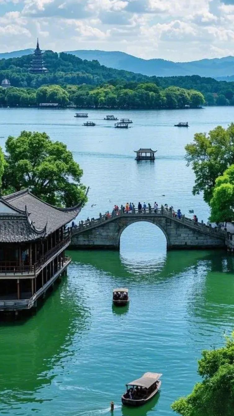 古桥流水，人间仙境美丽桥的风景风光美景照片