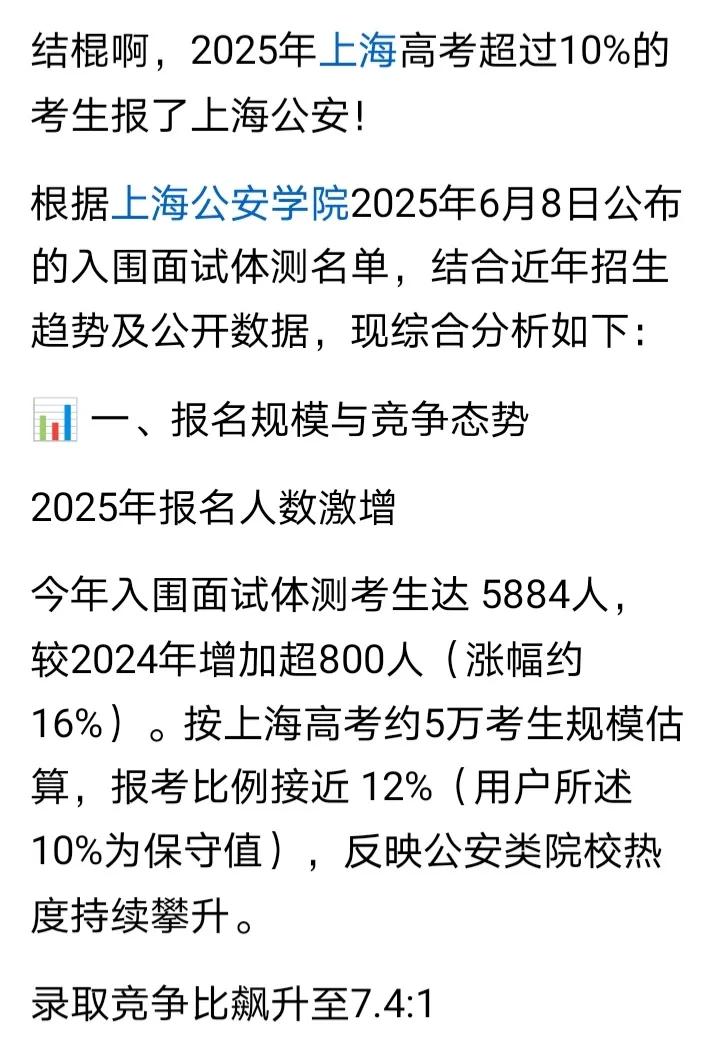同样为大都市，与香港相比，上海的考生更具奉献精神。据上海公安学院公布的数据，全