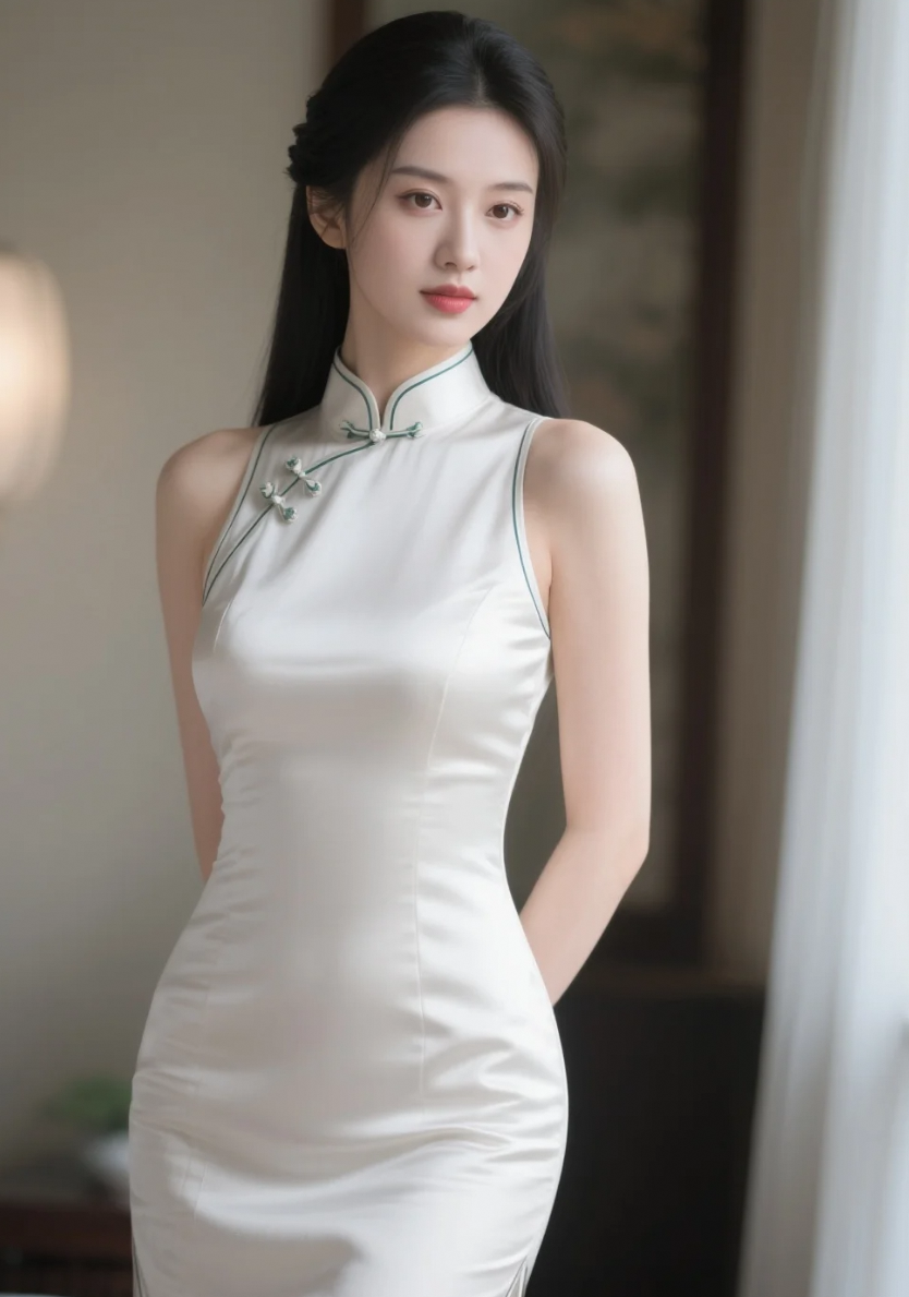 她穿旗袍的样子，像极了老上海月光下的诗