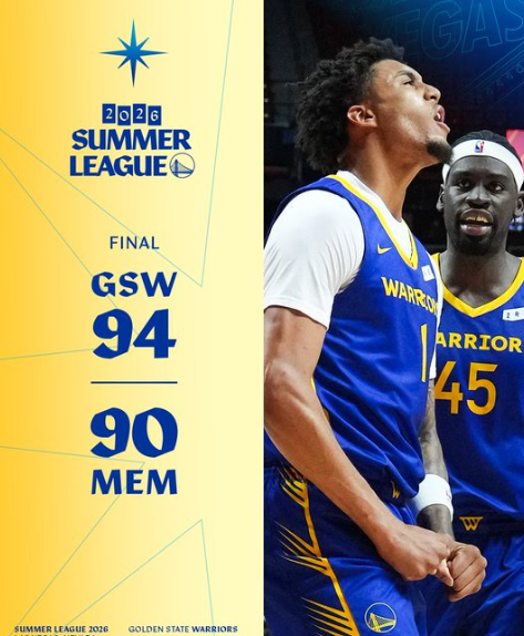 NBA拉斯维加斯夏季联赛决赛，勇士94-90击败灰熊夺冠，这是勇士时隔13年再夺