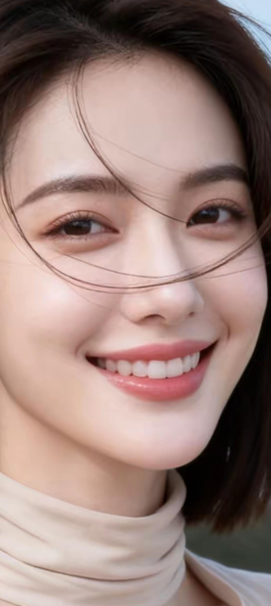 笑靥如花，春风满面。