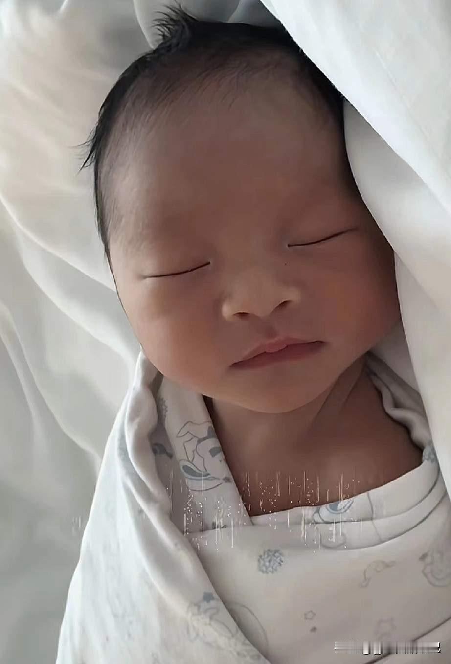 马筱梅真是太厉害了，她儿子真是中了基因彩票。这是初十这天，出生3天的小汪宝，