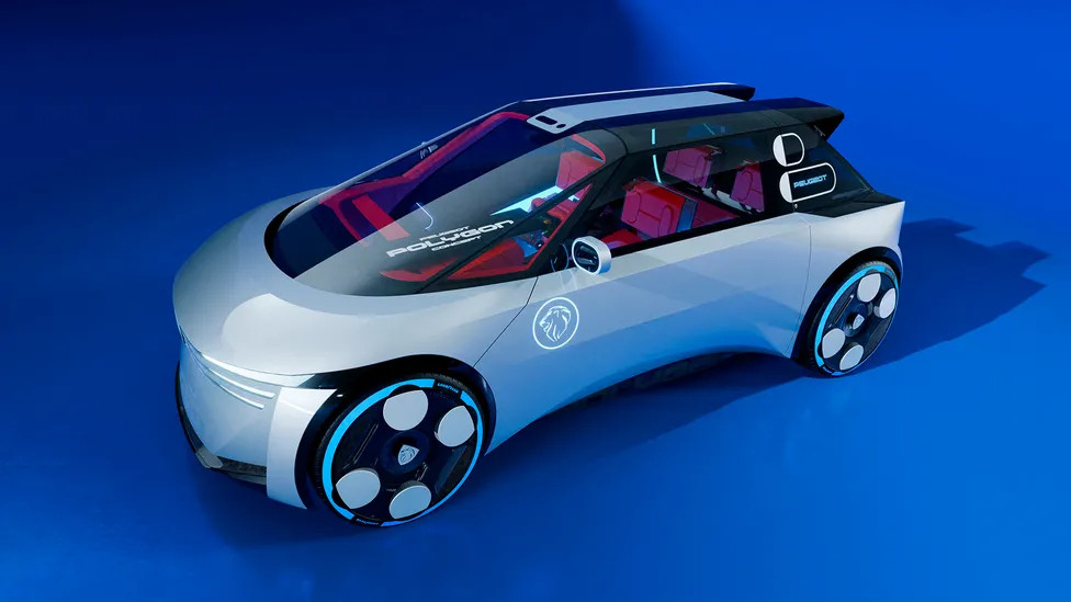 标致全新Polygon概念车正式亮相，作为下一代208的预览，以鸥翼车门、双顶翼