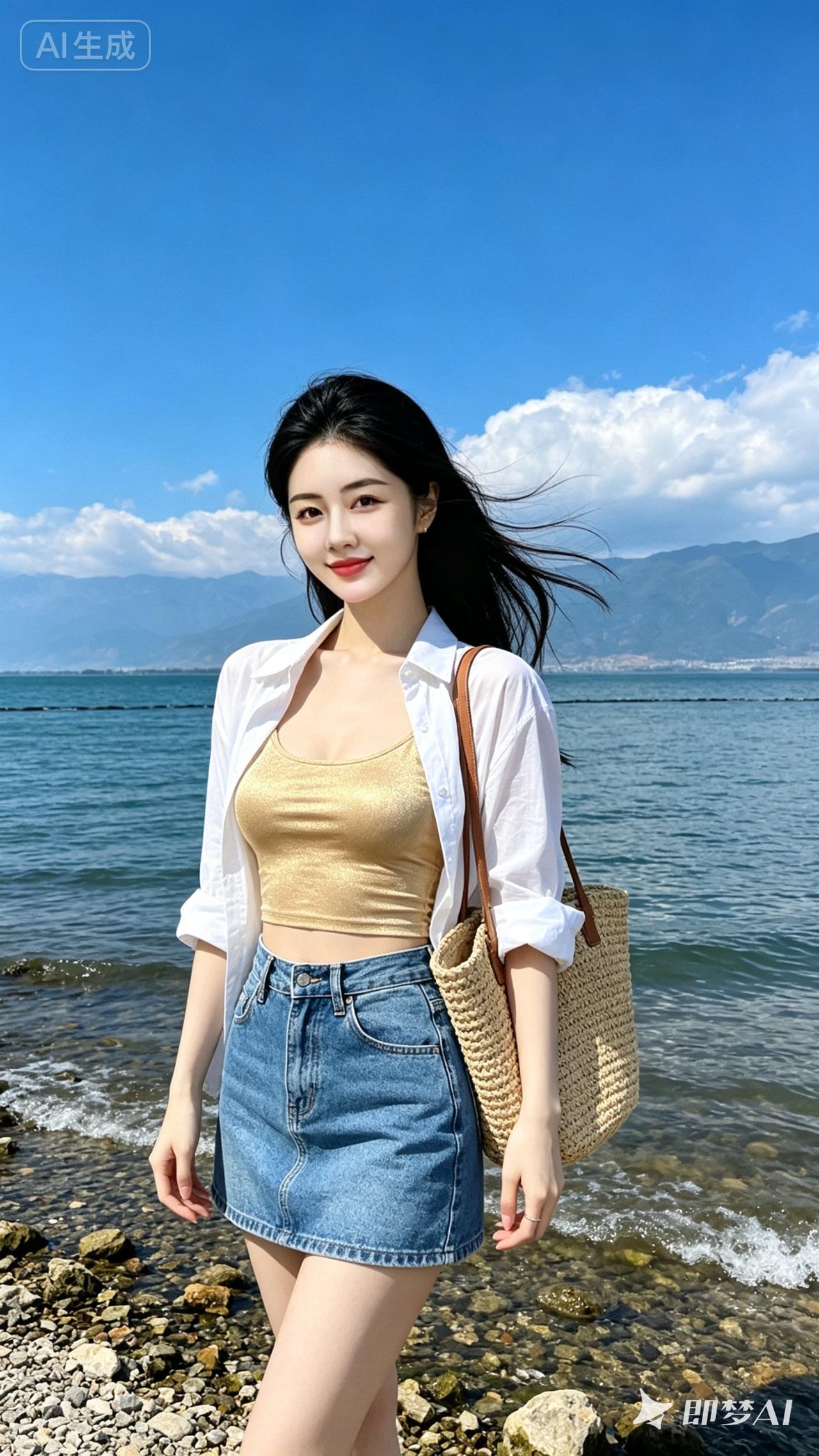 海边的小姐姐，风景真美！