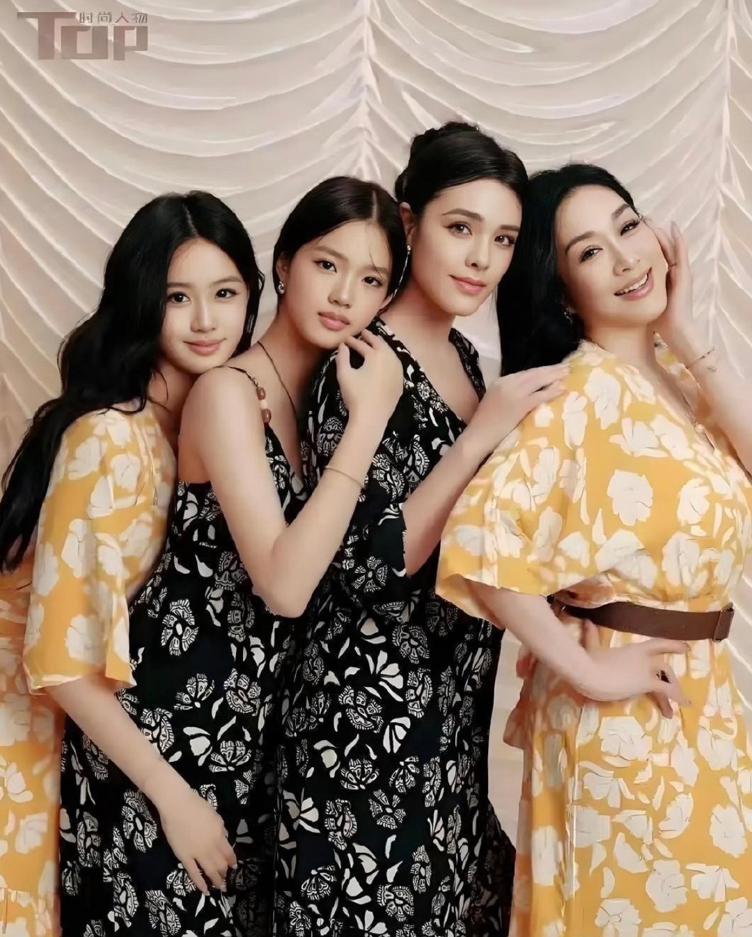 钟丽缇母女杂志大片曝光，四人母系美貌辨识度十足，三女儿颜值格外亮眼​