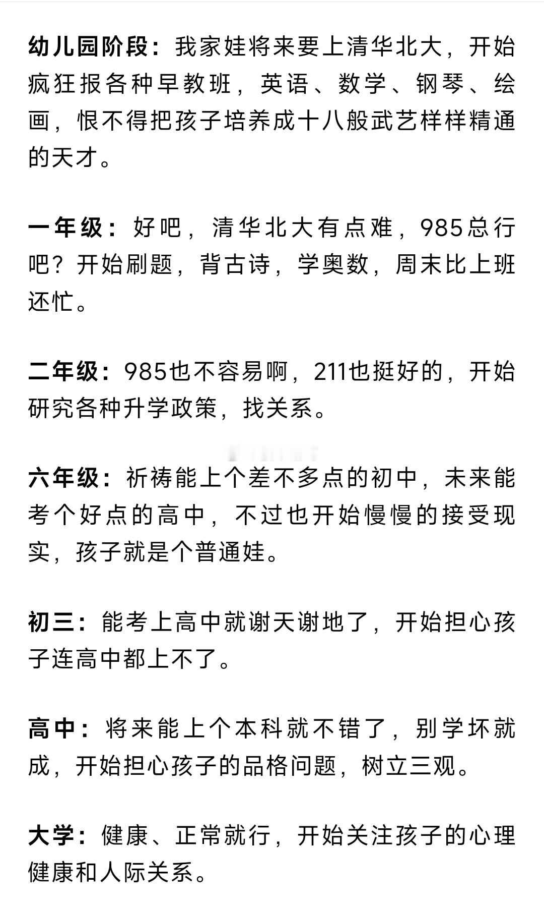 现在大部分家长的心路历程。。​​​