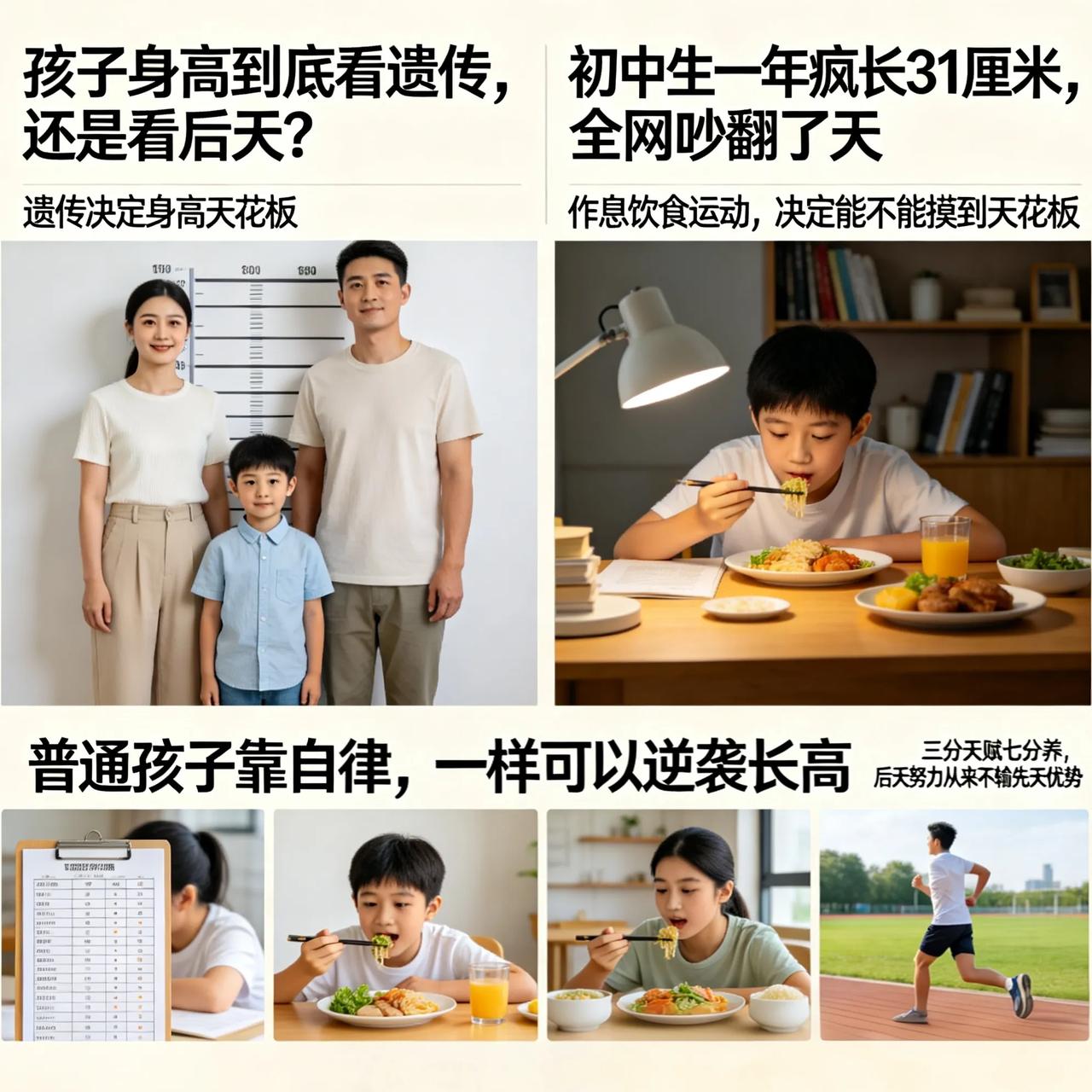 孩子身高到底看遗传，还是看后天？初中生一年疯长31厘米，全网吵翻了天