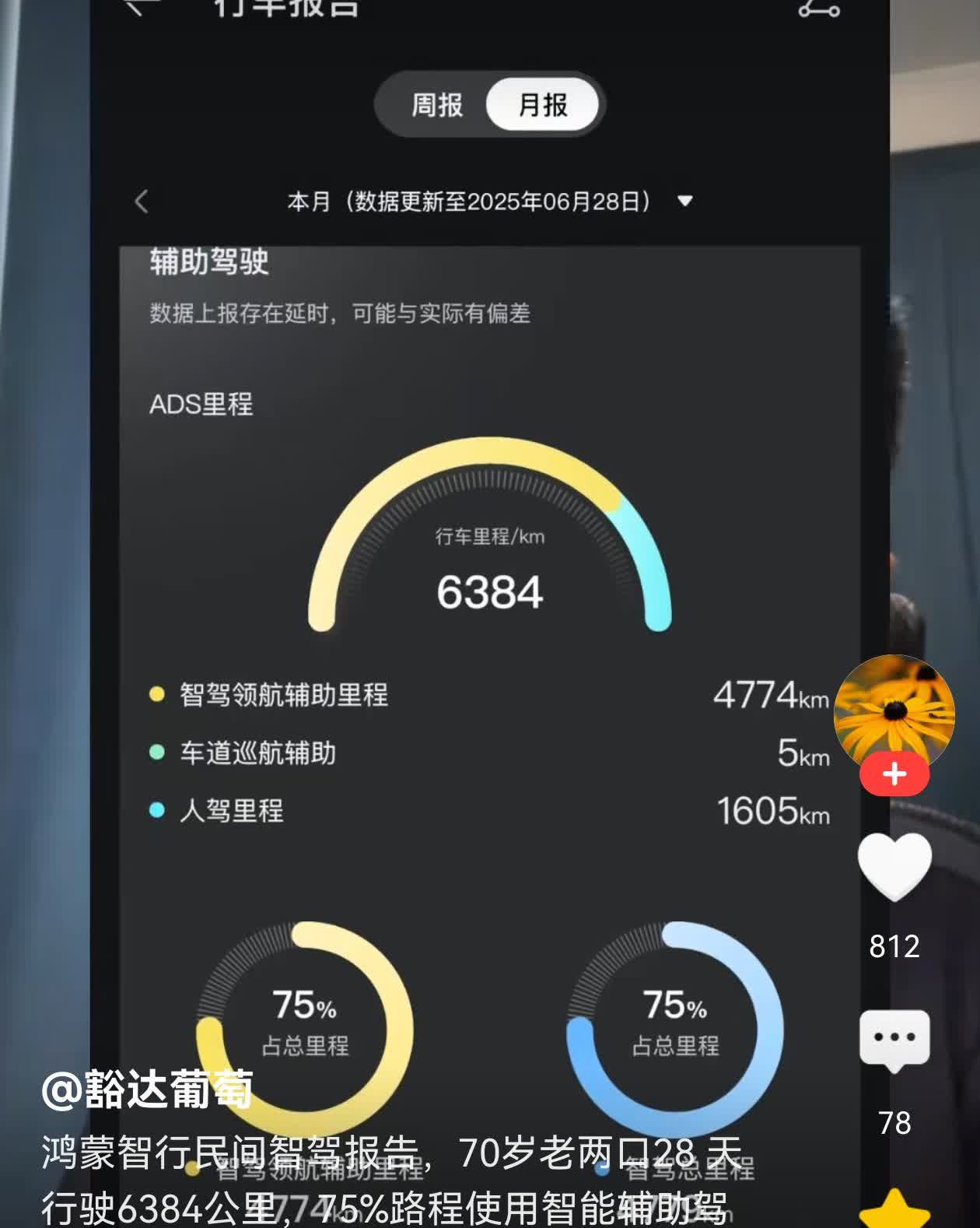当鸿蒙智行古稀老人车主利用华为智能辅助驾驶在国内游山玩水，享尽科技给他们带来的安