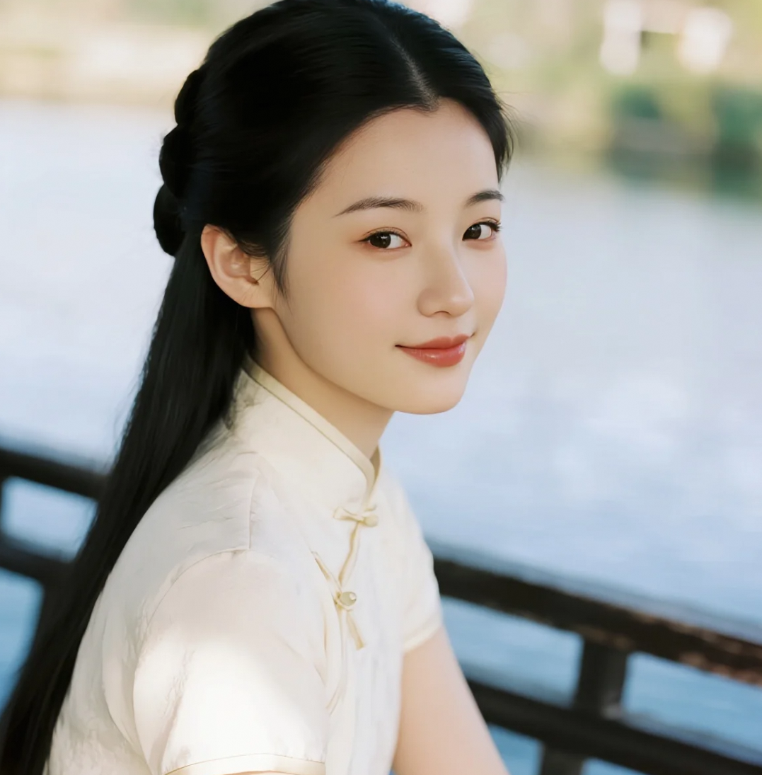 她坐在江南午后，连风都变得安静了