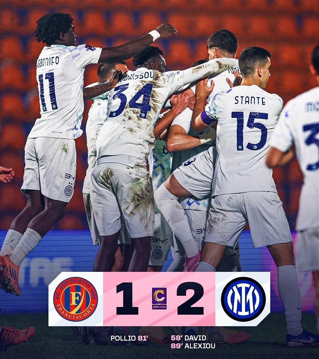 国际米兰另外一支职业球队晋级16强!根据米兰体育报的消息,维基执教国际米兰U23