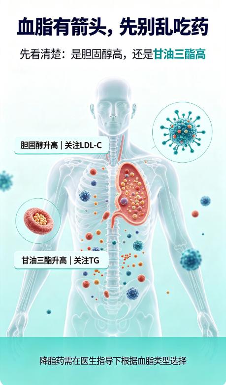 降血脂药怎么选？胆固醇高用他汀，甘油三酯高用ω-3，别搞反了很多人一看血脂化