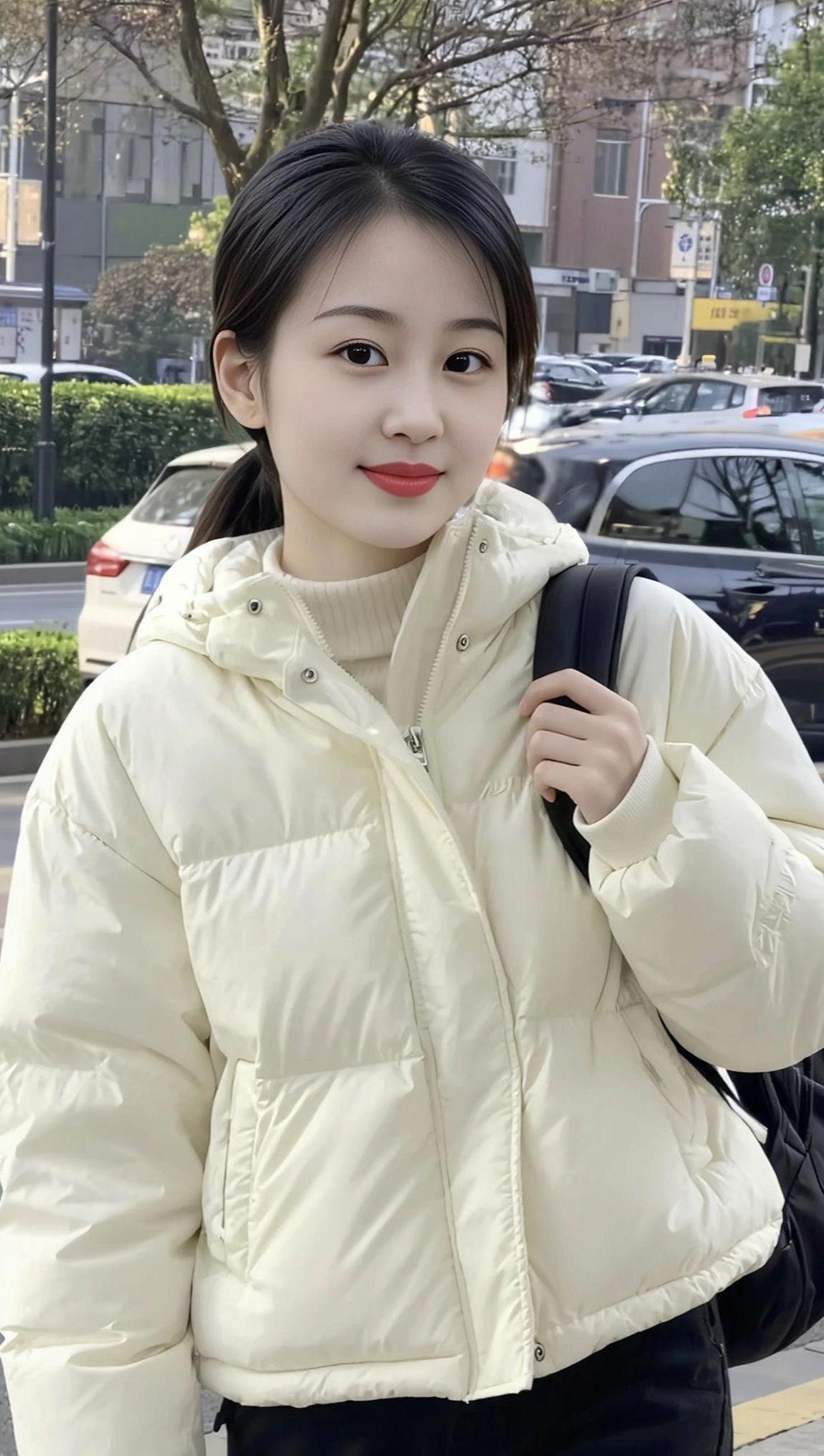 日系生活照甜系女孩甜美女孩穿搭甜美优雅写真羽绒服