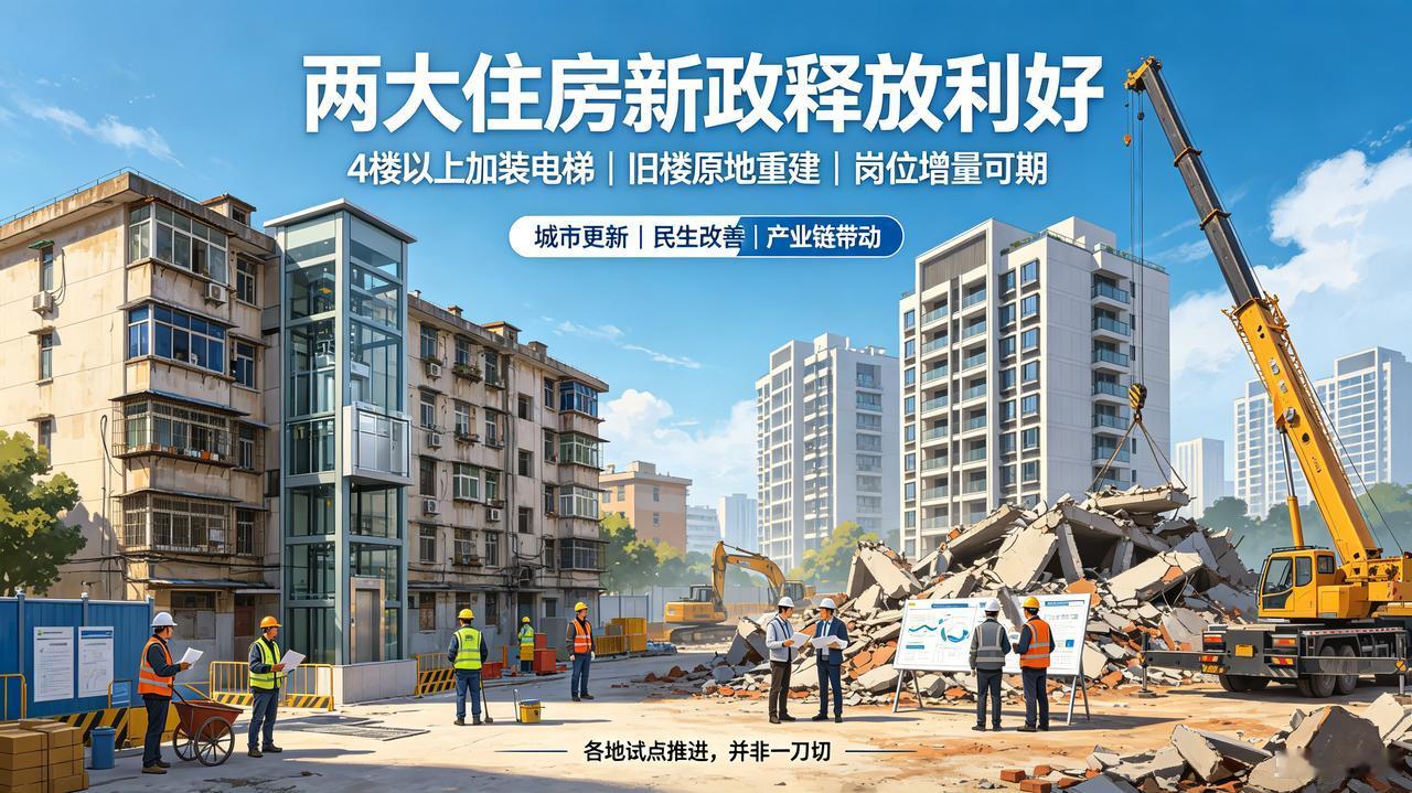 两大住房新政释放利好！4楼以上加装电梯、旧楼原地重建，大量岗位或将诞生近期城市