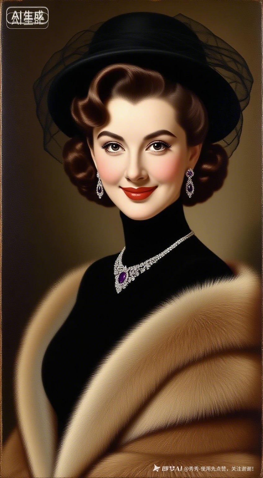 复古优雅，红唇黑裙，闪耀珠宝，气质非凡！