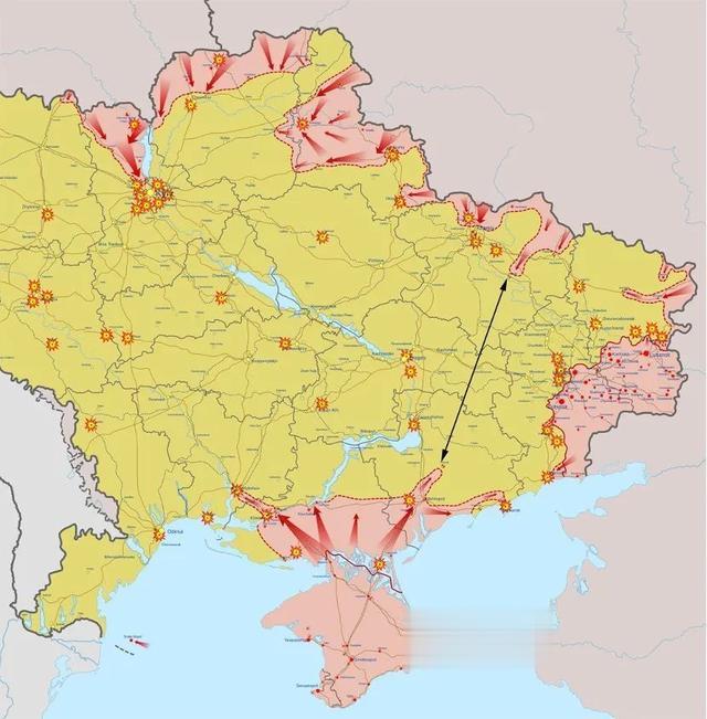 至今俄军确证的进攻前锋位置,从西南的瓦西里耶夫卡,到东北的巴拉克列