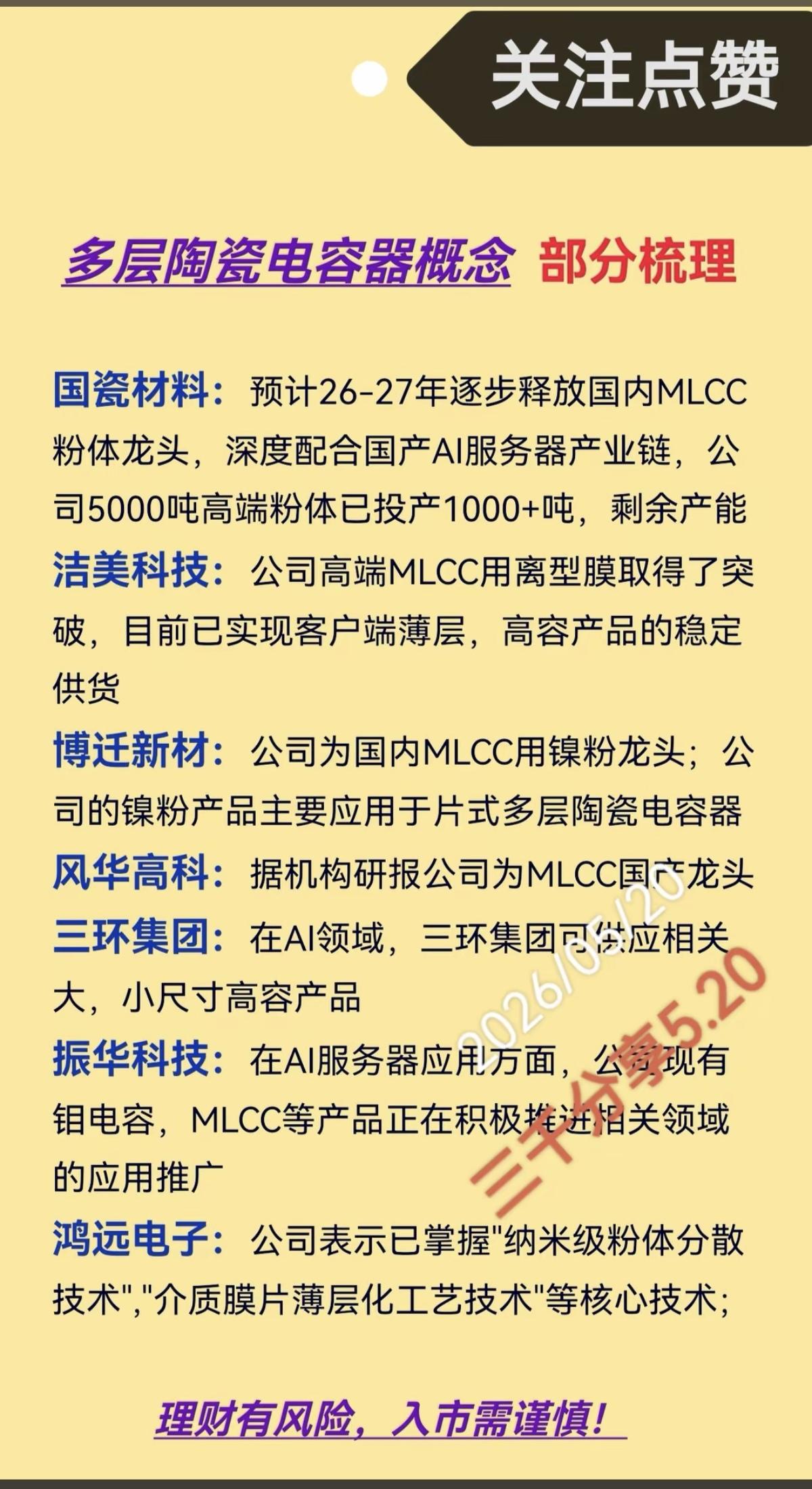 多层陶瓷电容概念！多层陶瓷电容器（MLCC）是电子电路中的核心元件，主要起‌