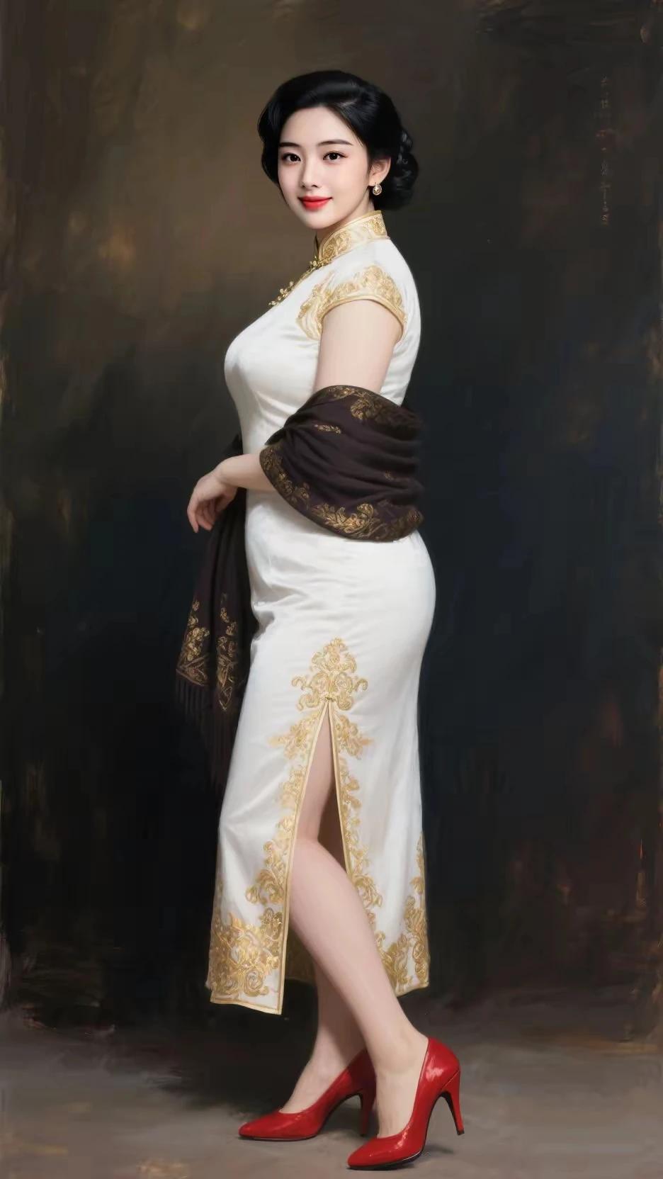 旗袍诗韵：一寸月白，半阕春词青花黛色，未干墨迹裹住细腰，步子轻踩踩碎晨