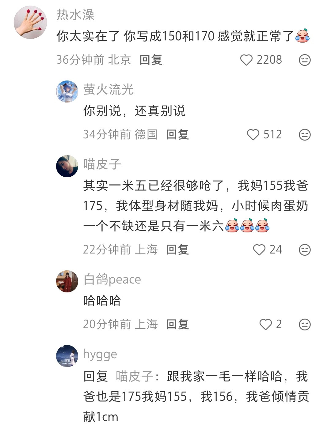 现在孩子只要营养到位，遗传应该不影响啥​​​