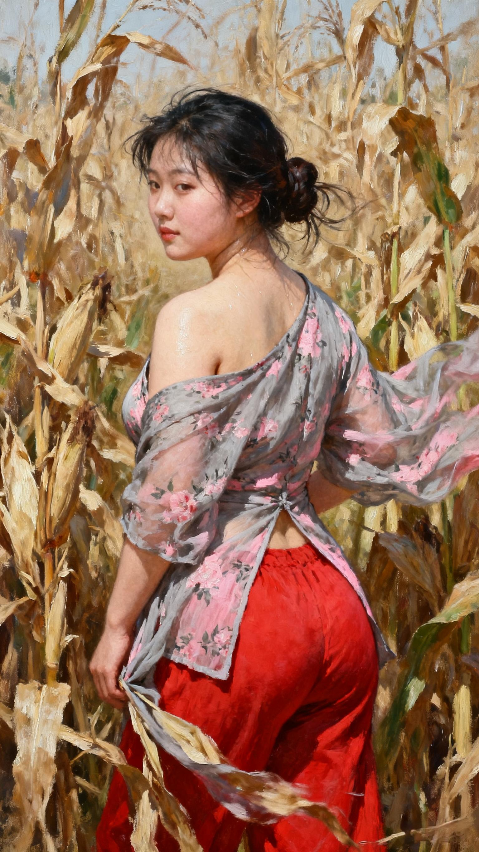 油画艺术 道法自然生生不息  玉米