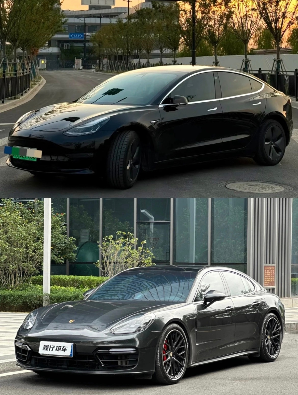 老款Model3某些角度神似保时捷虽然细节看不像，但某些角度让人恍惚，觉得像，又