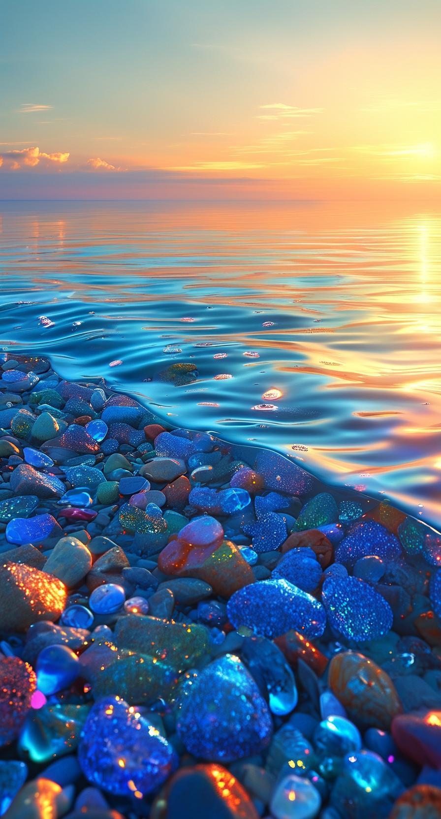 分享一张海滩的日出与夕阳