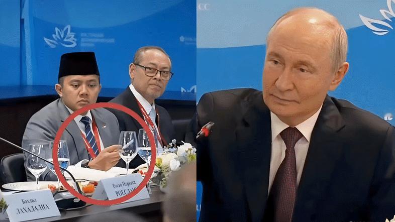 直接曝光，在国外记者可不惯着印尼官员，普京讲话时他装作认真听，手一直摆弄签字笔，