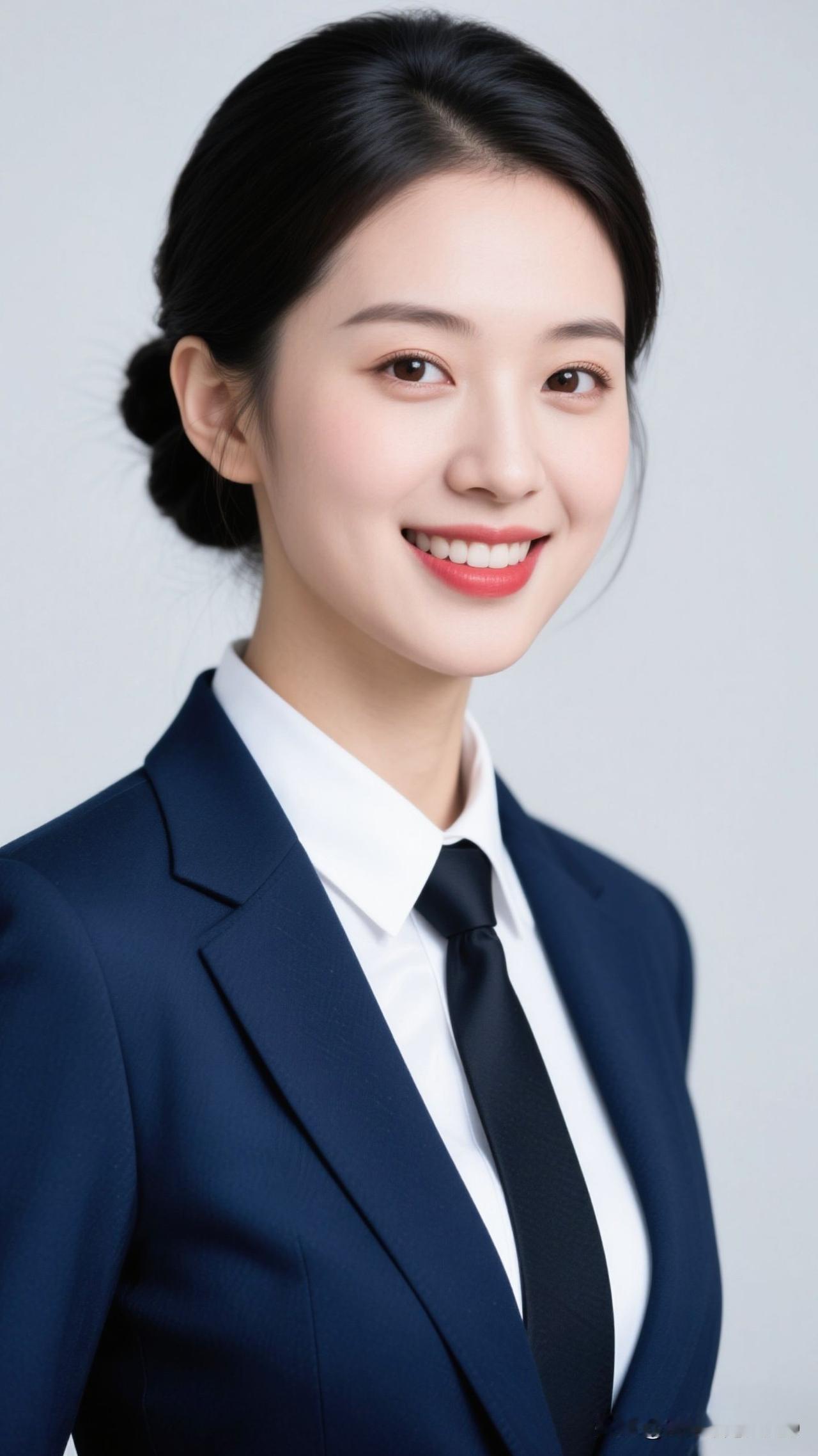 职场为笺，西装是利落的笔，笑意是蘸了鲜活的墨，她站在那里，就是干练与明媚的共生画