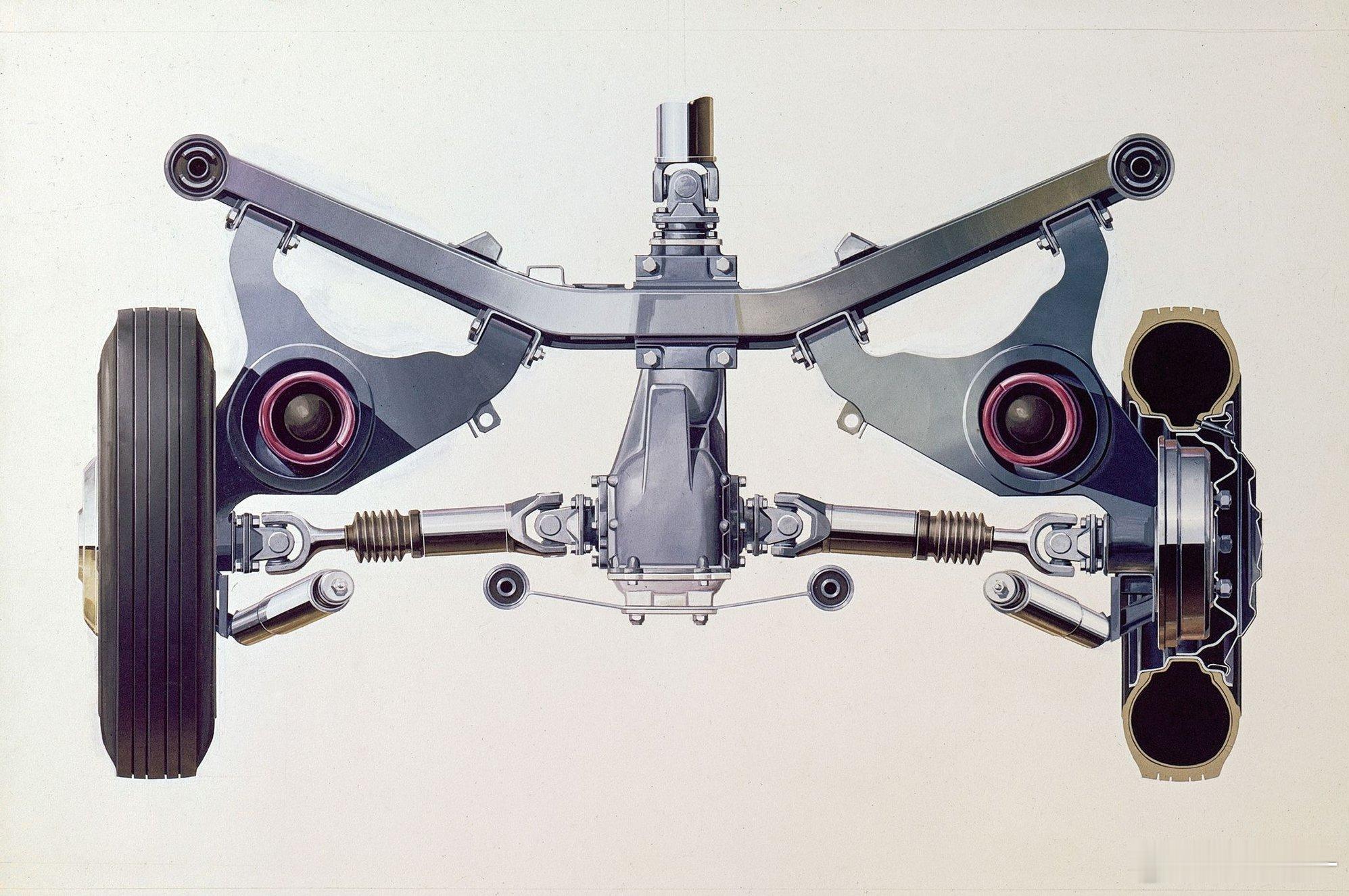 高级车几乎全是h臂后悬架，h臂的演化过程：图1、天崩开局，半拖曳臂图2、半拖曳臂