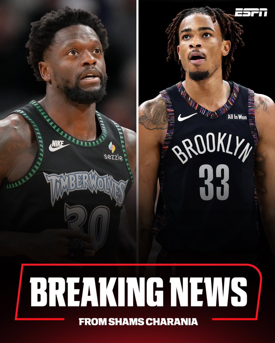 NBA交易森林狼篮网公牛三方交易森林狼、篮网、公牛达成三方交易！森林狼将兰德尔