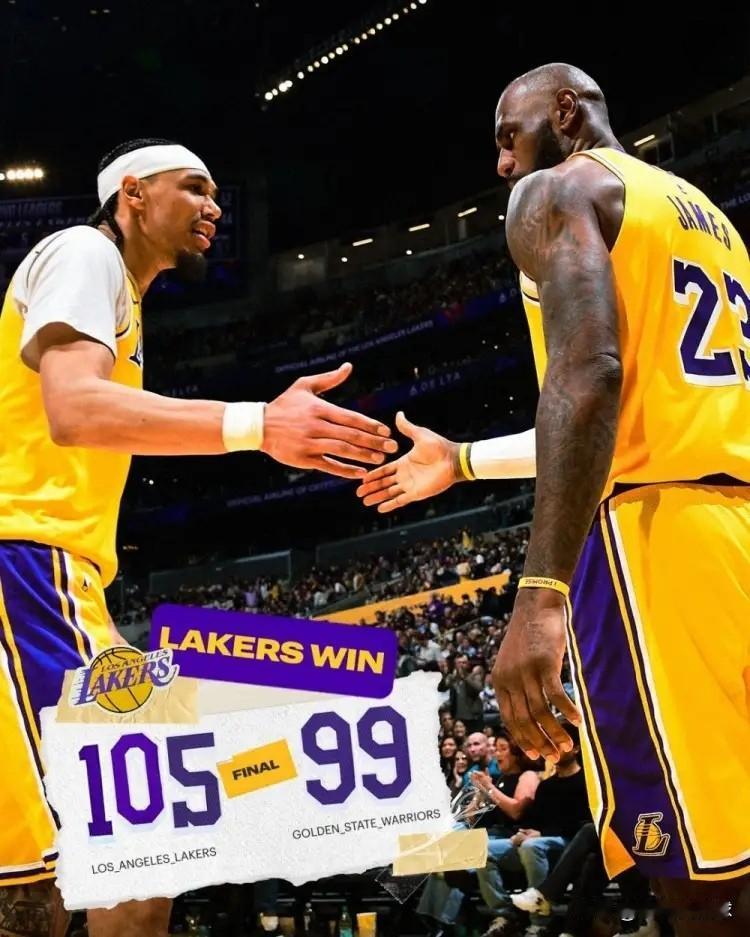 湖人官方真是非常不懂事！在今天湖人主场以105：99击败勇士的比赛中，詹姆斯砍下