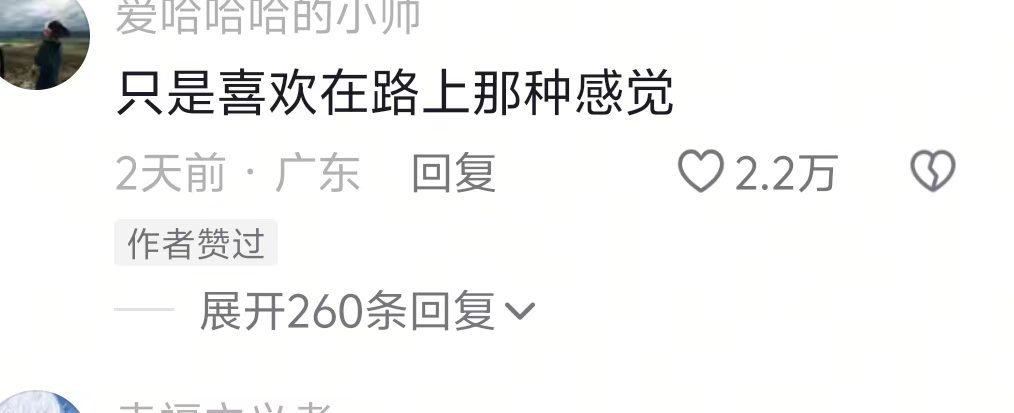 只是喜欢在路上那种感觉，我们这种人在古代叫侠客
