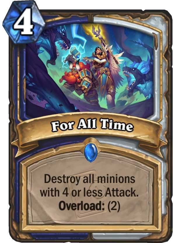 炉石传说牧萨稀有法术，4费消灭所有攻击力小于或等于4的随从。过载：（2）牧萨双
