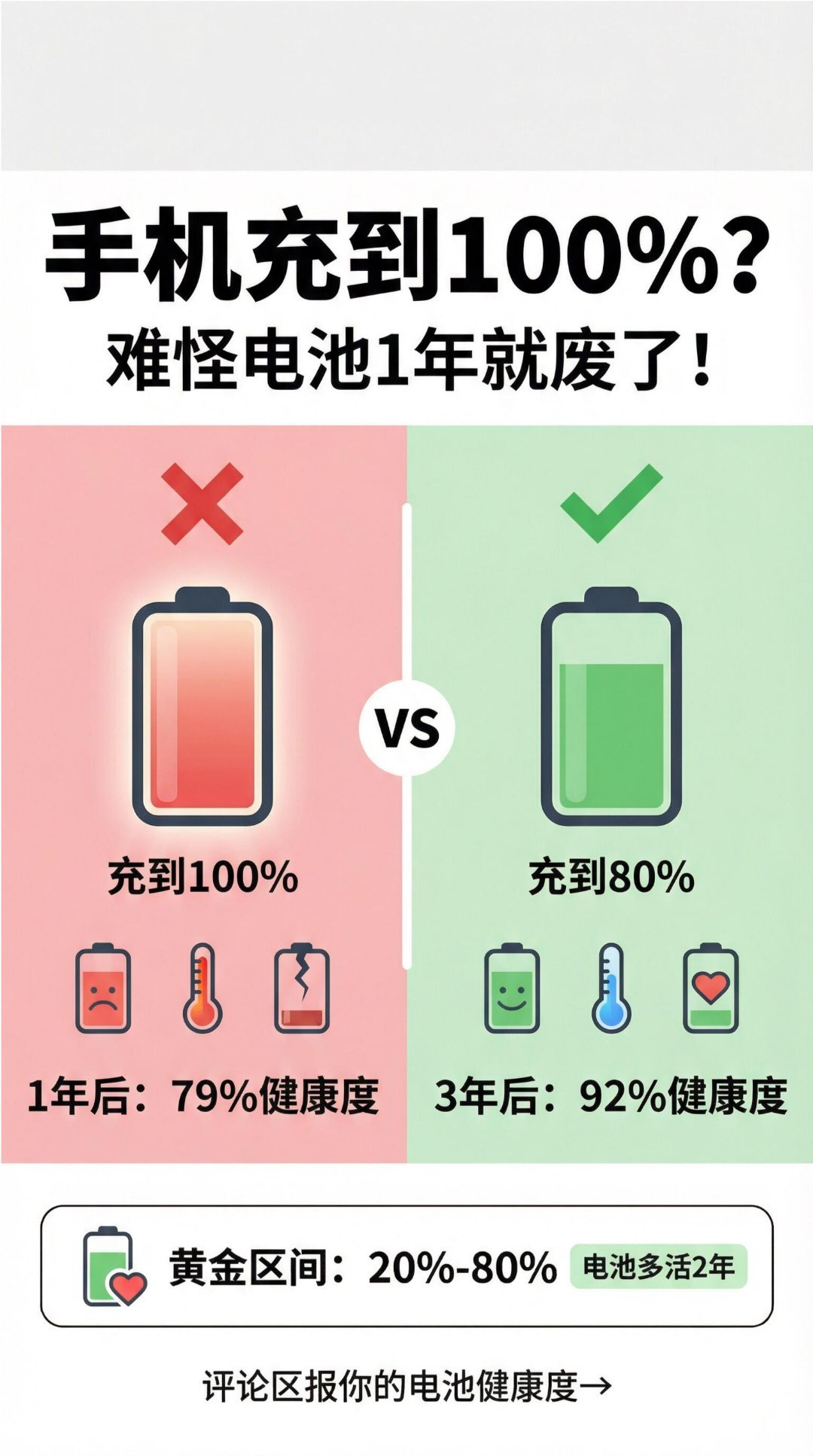 手机次次充到100%也伤电池手机充到100%？难怪电池1年就废了！家人们，你手机